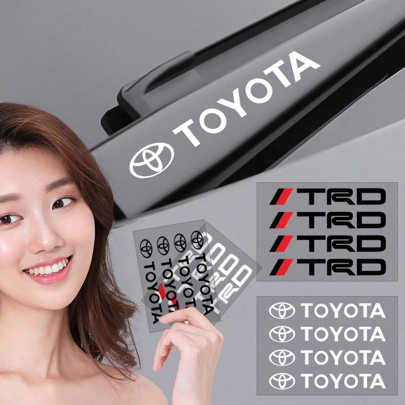 4Pcs Car Door Handle Stickers Tire Rear View Mirror Decals Emblem for Toyota Gr Trd Yaris Hilux Corolla Prius Avensis Emblem Auris Rav4