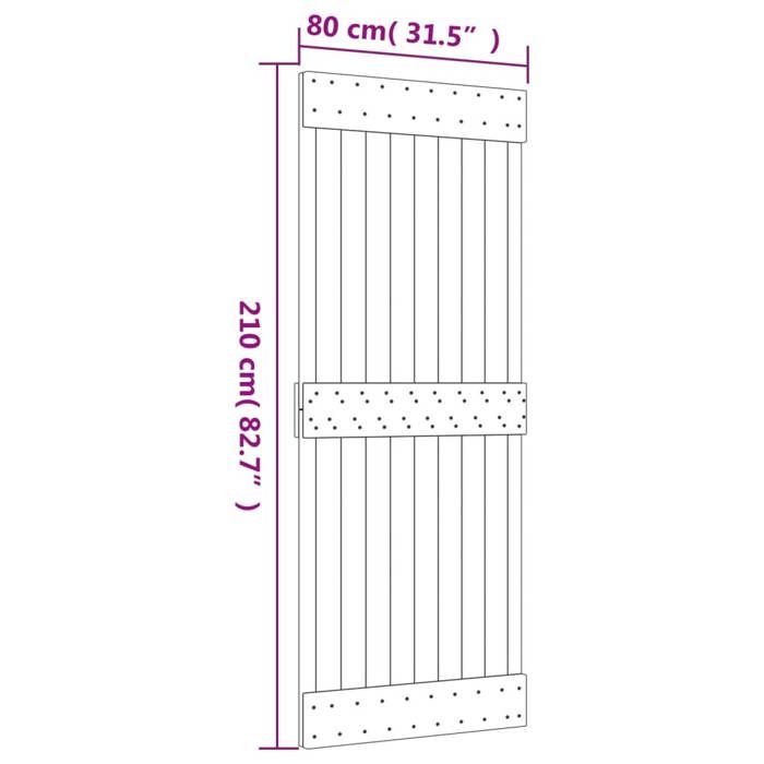 VidaXL Porte coulissante et kit de quincaillerie 80x210 cm pin massif, porte intérieure, porte de grange intérieure 3203216