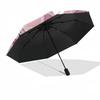 Piglet, Pink Themed Automatic Opening and Closing Umbrella, Brightly Colored 8-rib Portable Umbrella, Suitable for Men and Women, A Perfect Gift for C