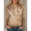 Bird Floral Patterns Graphic 3d Print T-Shirt Women Fashion Casual Oversized Long Sleeve T-shirt Women Clothing Flower Tops Tees
