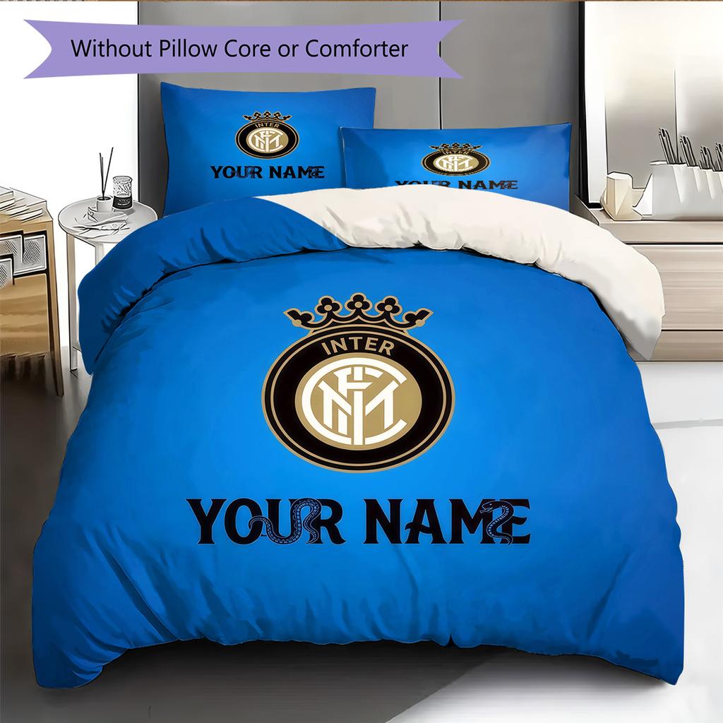 Set Copripiumino Personalizzato con Motivo Inter Milano Decorazione per la Casa Regalo (1 * copripiumino + 2 * federe senza imbottitura)