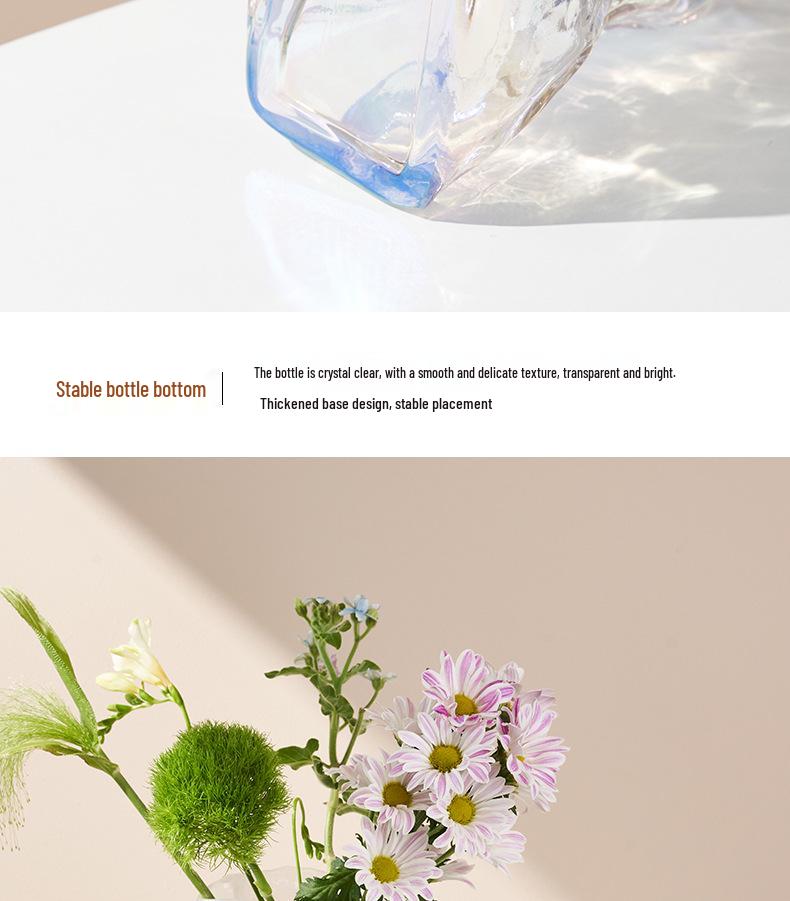 European Style Transparent Glass Vase for Creative Flower Arrangements - High-End Décor for Living Room or Desktop.