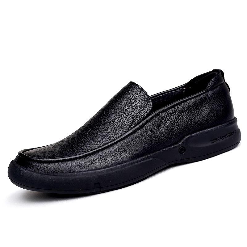 Genuine Leather Breathable Spring Style Men's Casual Leather Shoes Soft Sole Large Size Small Code Business Leather Shoes