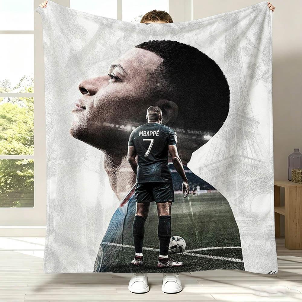 3D Football Star M-MbappeSs Cool Flannel Blanket Soft Throw Blanket Art For Home Decor Bedroom Bed Sofa Cover Picnic Fans Gifts