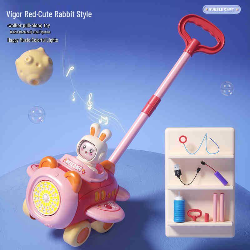 Electric Bubble Blowing Airplane Walker for Kids with Sound & Light Effects