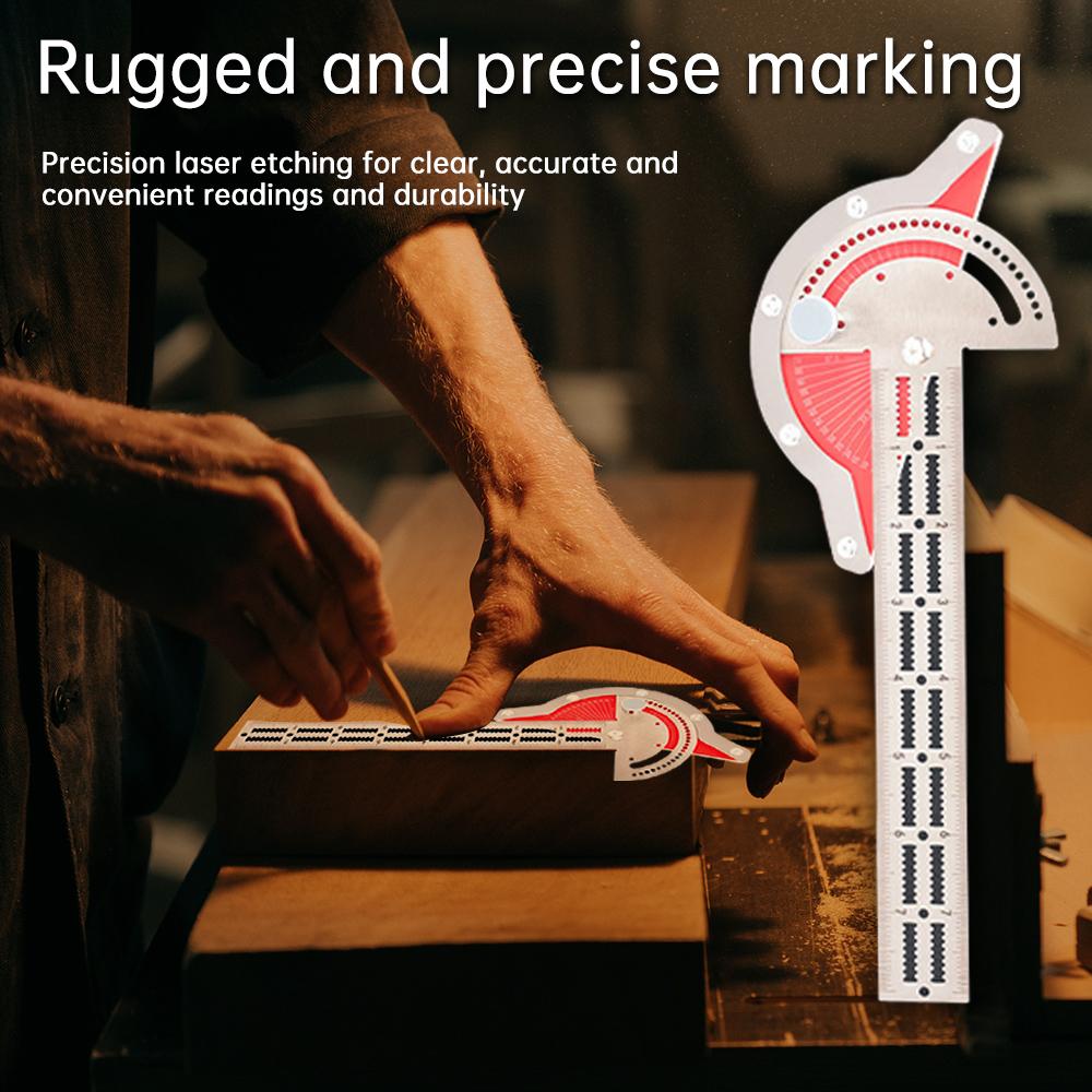 10/15/20 Inches Stainless Steel Protractor Multi-Angle Free Adjustment Precision Carpenter Measuring Tool Woodworkers Edge Ruler