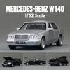 1/32 Mercedes-Benz W140 Classical Toy Car Model Diecast Alloy Miniature Sound & Light Pull Back 1:32 Collection Gift for Boy Kid