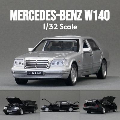 1/32 Mercedes-Benz W140 Classical Toy Car Model Diecast Alloy Miniature Sound & Light Pull Back 1:32 Collection Gift For Boy Kid