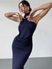 Neck leak back evening dress temperament slim dress European and American party dress