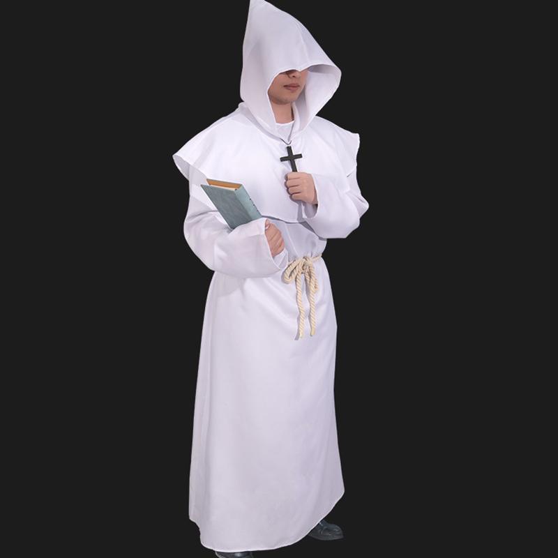 Halloween Costume Cosplay Medieval Hooded Robe Costume Monk Friar Robes Priest Costume Christian