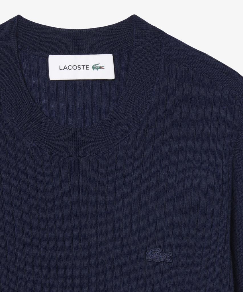 LACOSTE Women'S Fine Merino Wool Rib Knit Short Sleeve Sweater Af4146-56G 166