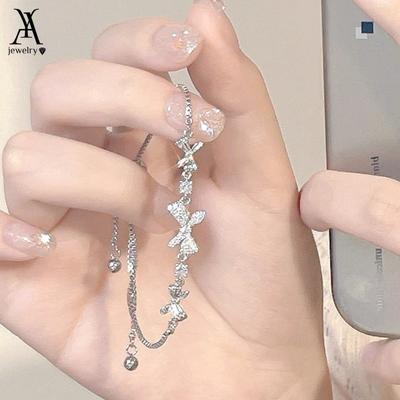 Elegant Bow Bracelet for Women Crystal Silver Bracelets Accessories Jewelry