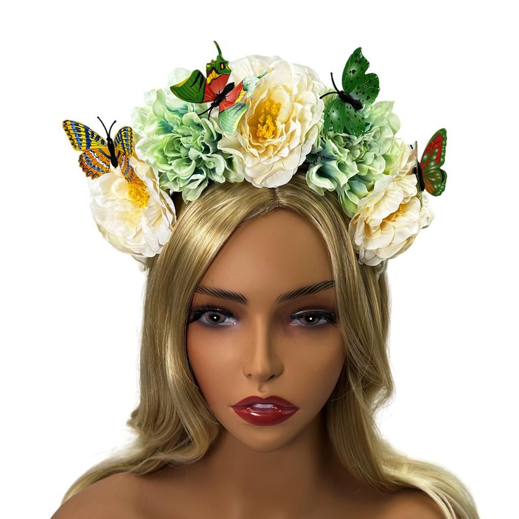 Elegant Flower Hairband Bohemian Style Realistic Butterfly Headband for Girls Halloween Trendy Model Show Headband