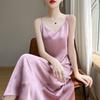 Light Luxury High-end Style Printed Satin Suspender Dress Women's New Temperament New Chinese Acetic Acid Dress