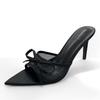 2025 summer breathable open-toed pointed half-drag women's shoes sweet bow sandals European and American temperament mesh high heels