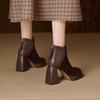 Fashion Single Boot Women's Retro Style Thick Sole 2025winter New Fashionable and Comfortable Women's Boots High Heels Thick Heel Squar