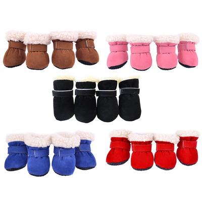 4 Pares Botas de Neve para Cães Outono Inverno Quentes Pelúcia Sapatos de Cachorro para Cães Pequenos Médios Gatos S-XL Macios com Solas Antiderrapantes
