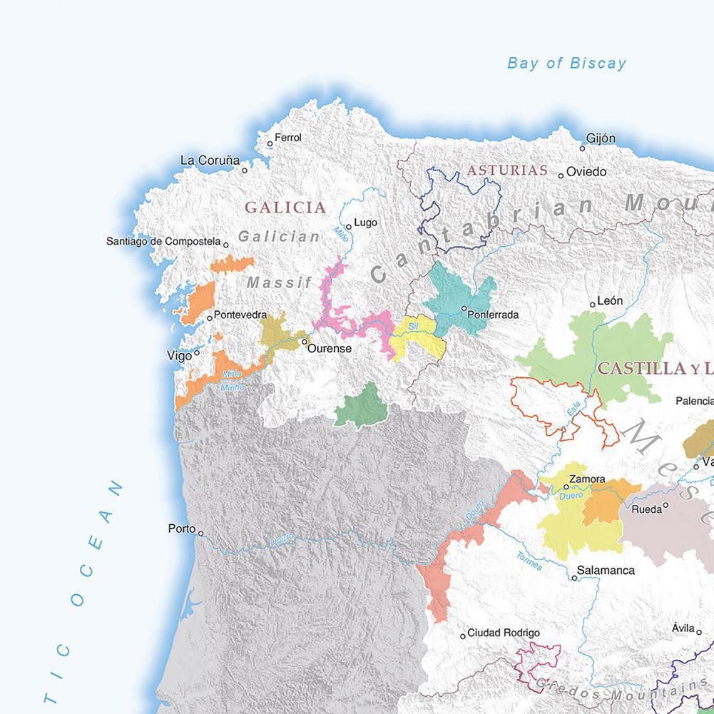 Spanish Map-Spain Map-Wine Distribution Decorative Hanging Picture for Travel,Educational Tool,Photo Shoot Background