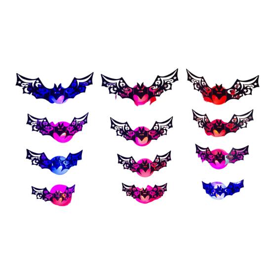 8/12Pcs Halloween LED Light Wall Sticker Hollow Spooky Bat Pumpkin Spider Night Light Holiday Party Home Office Wall Decoration Decal