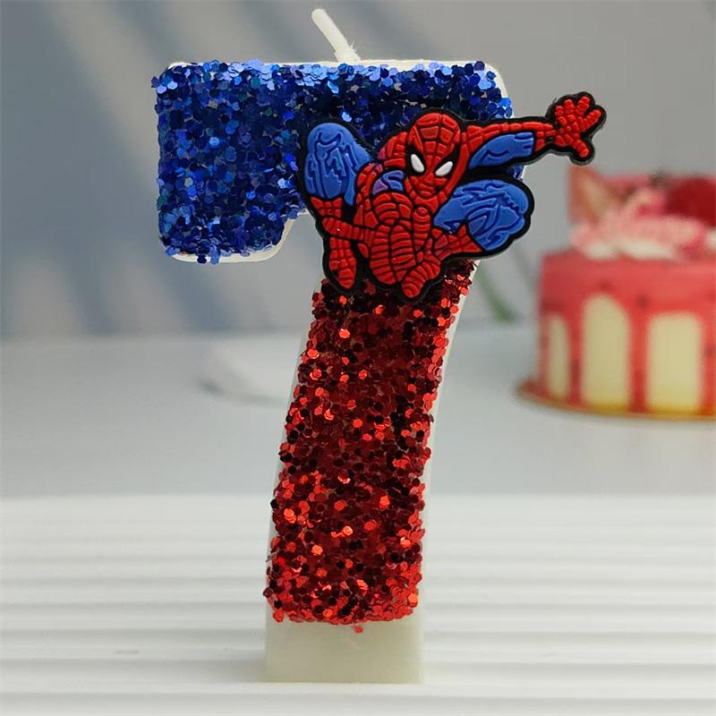 Creative Design Spider-Man Digital Birthday Candle Cake Party Decoration Handmade Cool Doll Birthday Candle