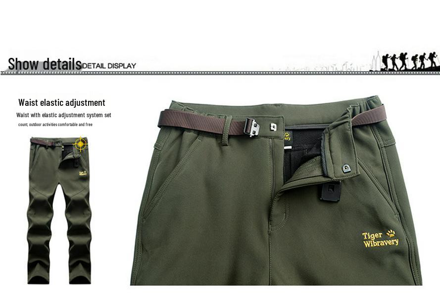 Men's and Women's Warm Fleece-Lined Waterproof Softshell Outdoor Pants for Hiking and Mountaineering