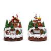 Christmas House Village Electric Music Box Glowing Christmas Snow Village Santa Claus House Miniature Ornaments Xmas Decor