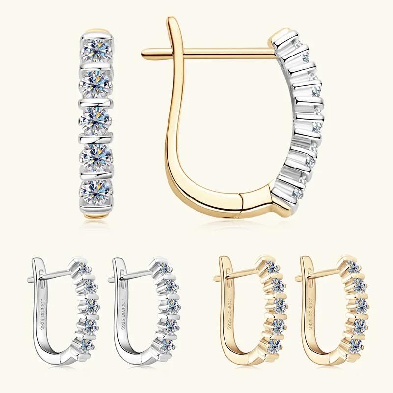 Sparkling Real 2.5mm 0.06CT Full Moissanite Hoop Earrings for Women S925 Silver Earring Party Fine Jewelry