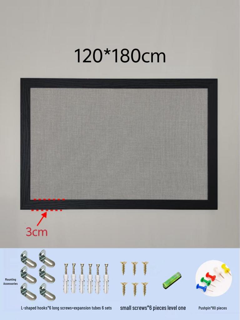 Black Frame Burlap Cork Board: Wall-Mounted Photo & Message Display for Kindergarten Theme