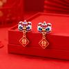 Red lion dance earrings, new Chinese style earrings, women's autumn and winter Chinese New Year festive earrings