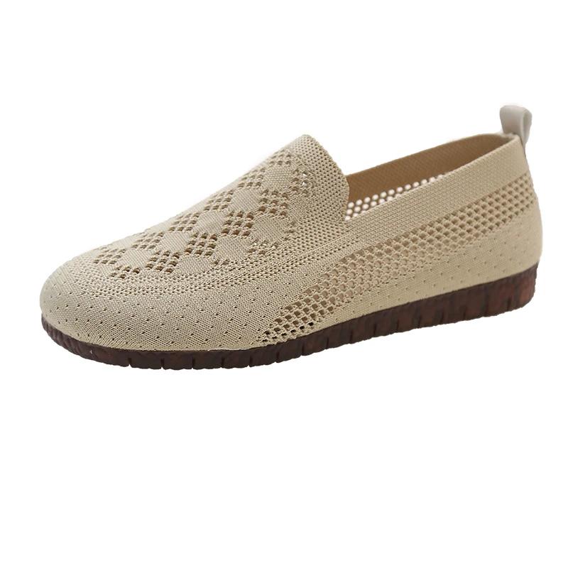 Fashion Autumn New Single Shoes Women's Fashion Round Head Deep Mouth Mesh Fabric Hollow Breathable Soft Sole Non-slip Flat Shoes