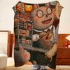 Art M-mimimi S-sticker Throw Flannel Throw Blanket, Lightweight Cozy, Durable Washable Cute Cool