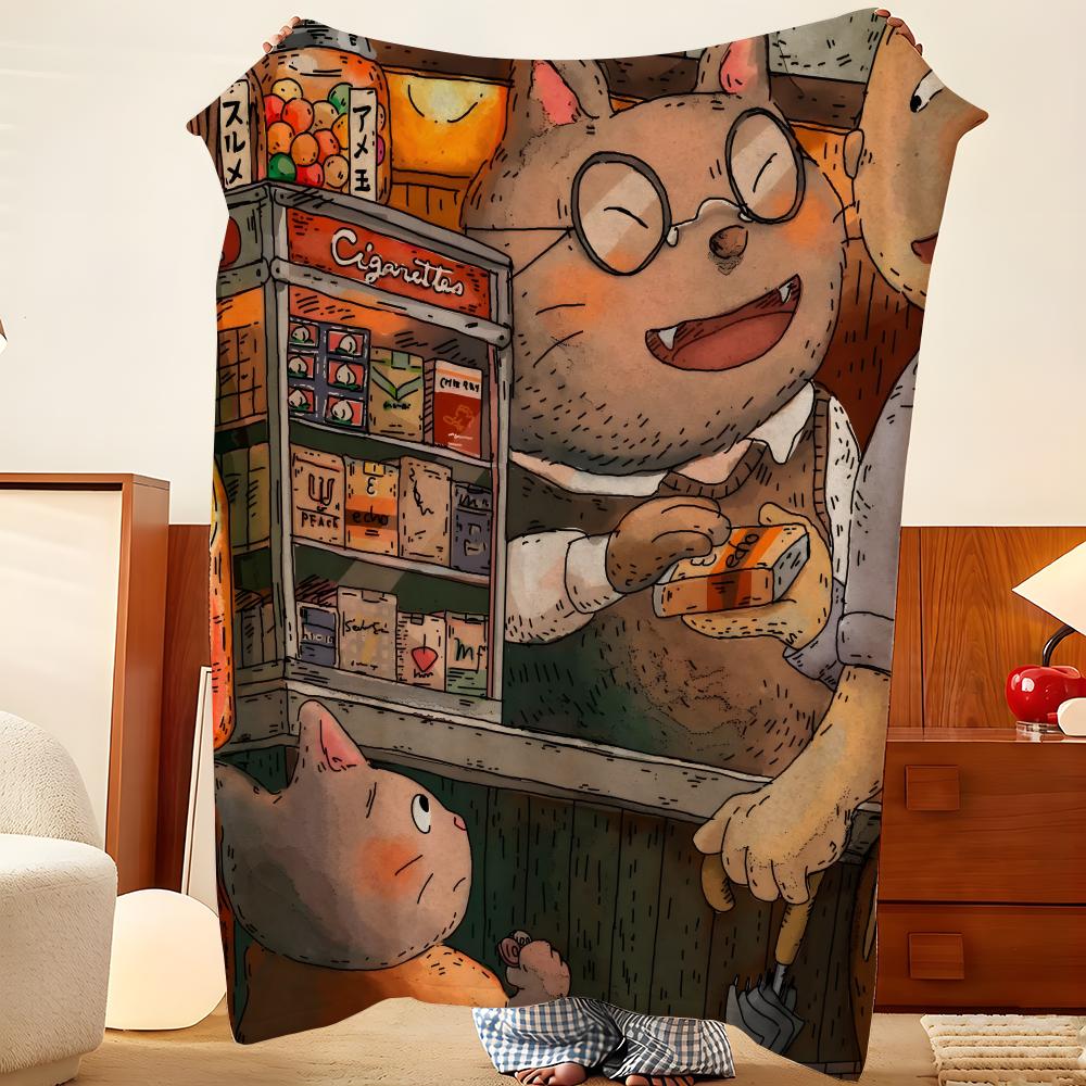 Art M-mimimi S-sticker Throw Flannel Throw Blanket, Lightweight Cozy, Durable Washable Cute Cool