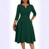 Medium and long dress, font slim fit, horn dress, seven-quarter sleeve wedding guest work dress