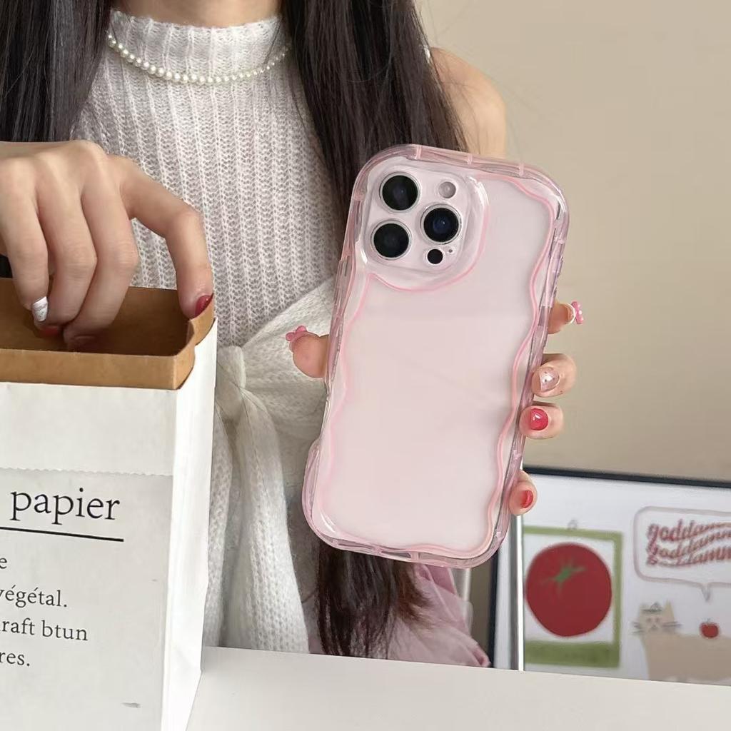 Wave Cream Shell Is Suitable for Apple 15/16 Pro Mobile Phone Case, Transparent iPhone13/14 Photo Frame DIY Material Soft.