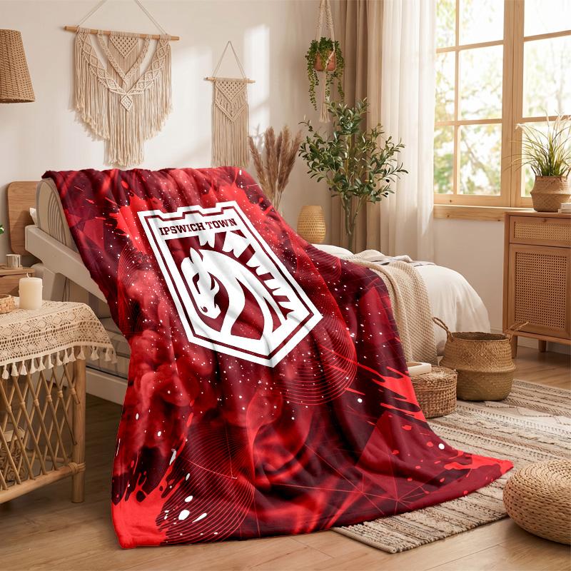 Ipswich Town Football Print Flannel Blanket Soft Warm Sofa Bed Throw Blanket For Home Office Bedroom