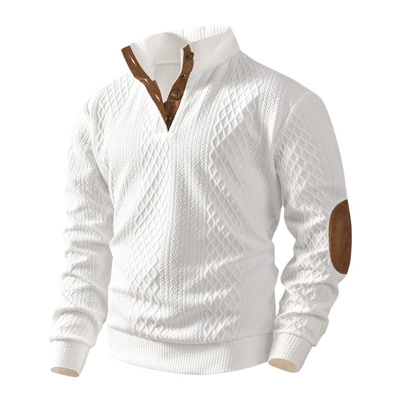 Spring and Summer Men s Fashionable Jacquard Casual Pullover Tops S белый