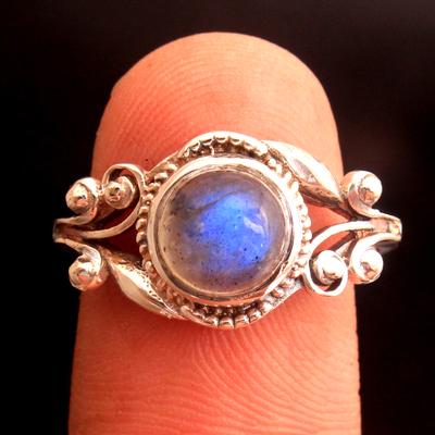 Bague à breloque en argent, bijoux en pierres précieuses, bijoux en argent, bague en labradorite, cadeaux pour elle