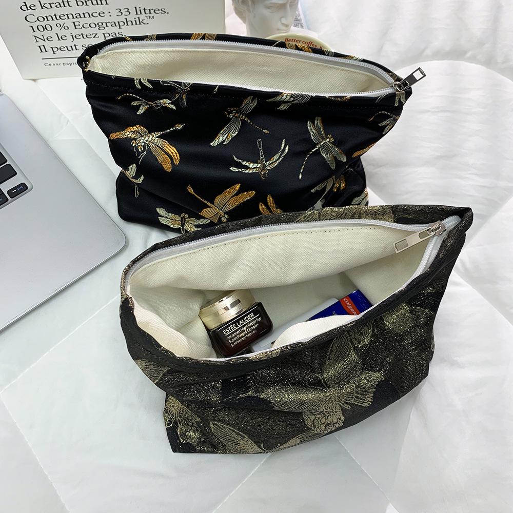 Gold Butterfly Cosmetic Bag: Large-Capacity, High-End Skincare Storage Handbag