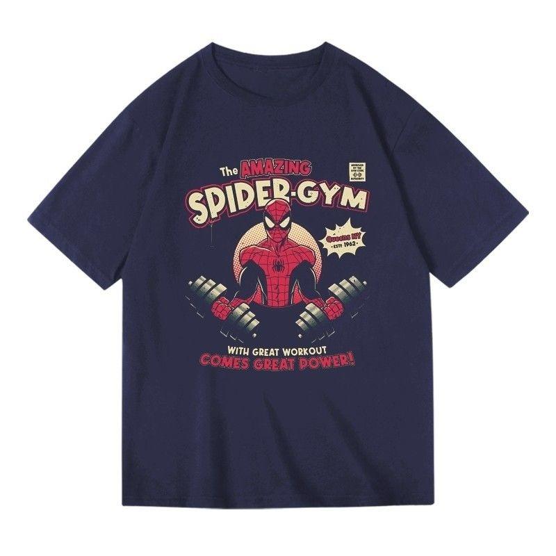 Genuine  High-quality Spider-Man Gym Fitness Workout Movie Casual Men's And Women's Same Short-sleeved TopJacket