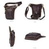 Men Vintage Crocodile Grain Top Grain Genuine Leather Motorcycle Thigh Leg Bag Multifunctional Waist Hip Fanny Pack For Riding