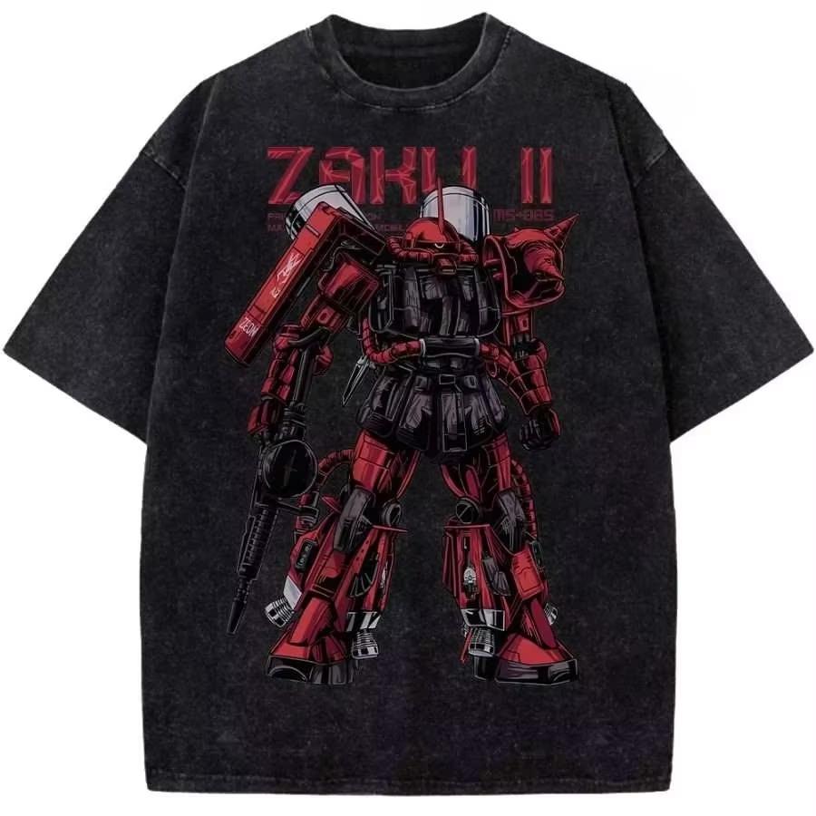 

Футболка с принтом Mobile Suit Gundam Zaku II Мужская и Женская Стирка Качество Vintage Harajuku YK Топы XL