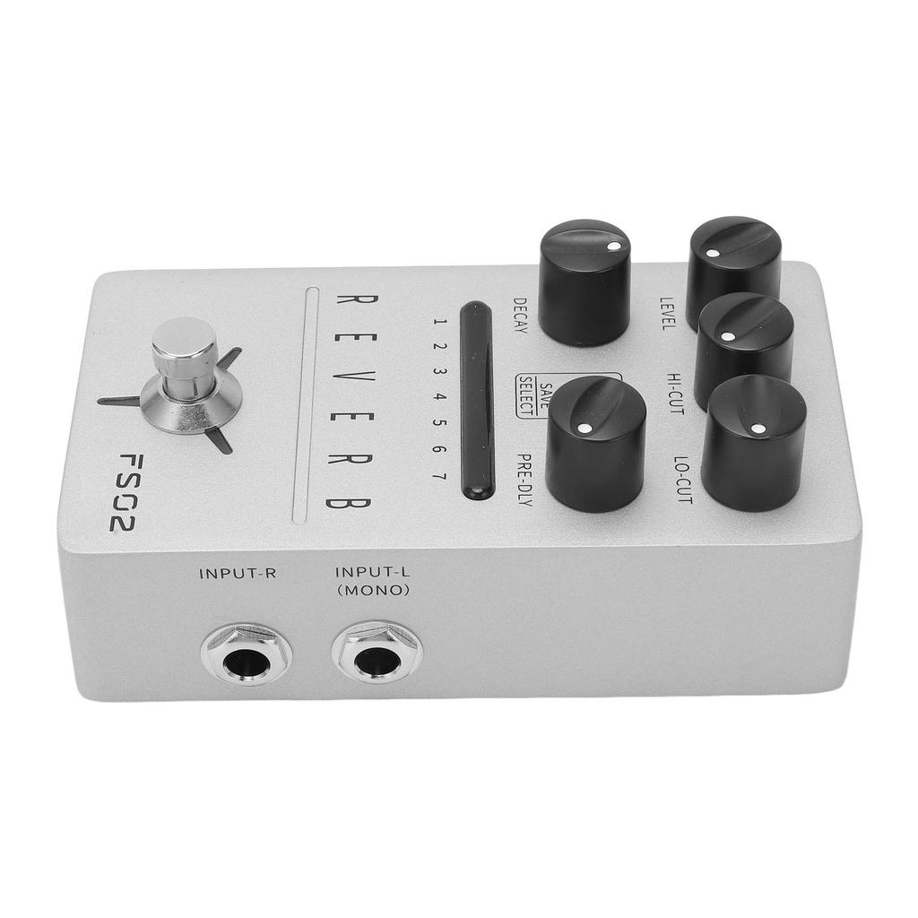 Silver Electric Guitar Effect Pedal Stereophonic 7 Classic Reverberation End Toning Hold Guitar Effect Pedal DC9V