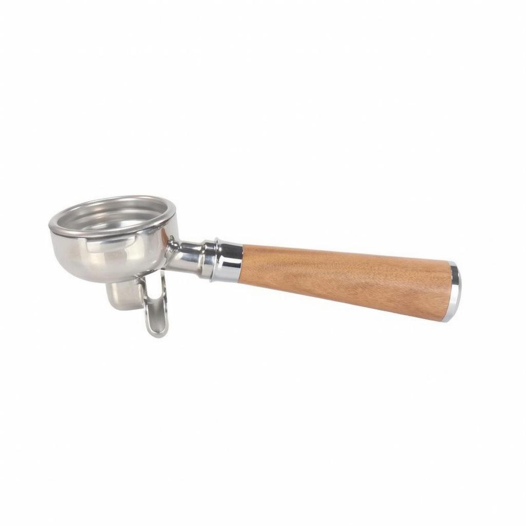 2 Ears Coffee Brewing Component Double-Spout Portafilter with Wooden Handle