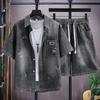 Men's High-Quality Summer Harajuku Denim Set: Shirt & Shorts (2026)