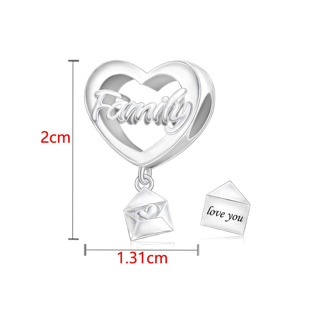 Eco-Friendly Copper Heart Family Love Pendant Bead Bracelet DIY Accessory