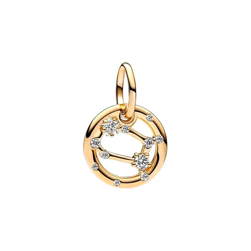 Sparking Gold Plated 12 Zodiac Signs Charm Beads Dangle Fit Original Copper Bracelet Necklace Beads For Diy Jewelry Women Gift