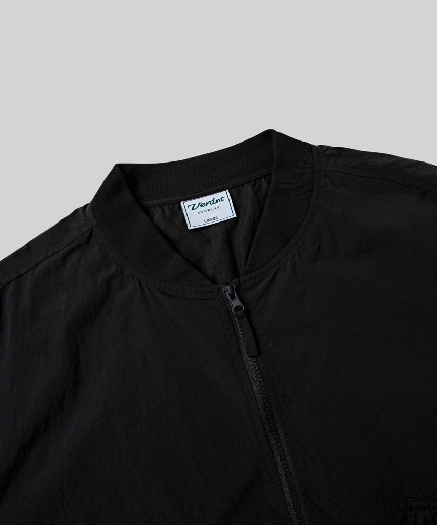 Verdnt Shirred Nylon Crop Jacket [Black]