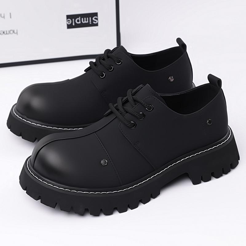 Thick Bottom Men's Leather Casual Shoes Soft Soles Sneakers Comfortable Simple Oxford Shoes Versatile Male Formal Dress Footwear