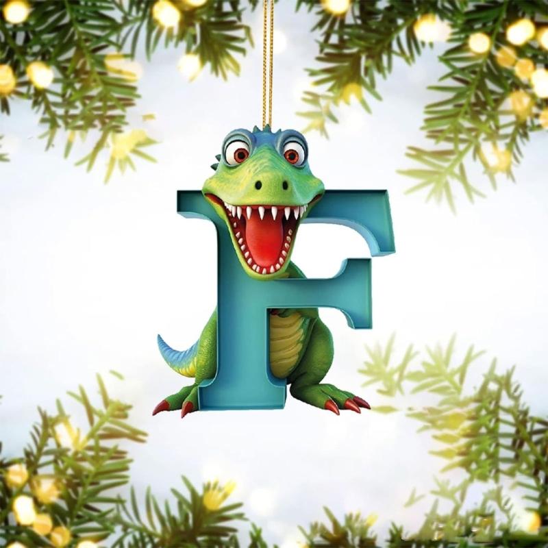 26 Letter Cartoon Pendant for Tree Kids Acrylic Christmas Animal Ornament