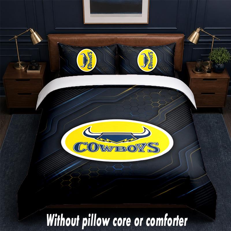 North Queensland Cowboys Design Bed Bedding Set 1 Duvet Cover + 2 Pillowcases Soft Breathable Household Bed Linens